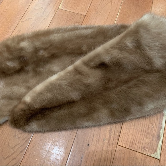 Vintage Rich Light Dark Brown Real MINK Coat Collar Scarf DIY Repurpose - Picture 2 of 4